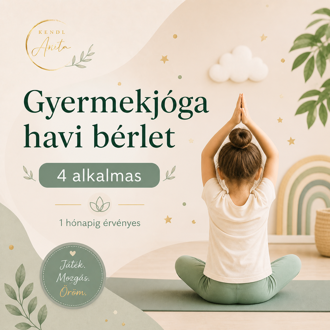 Gyermekjóga havi bérlet (4 alkalmas)